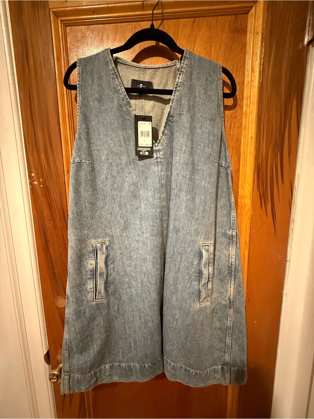 7 for All Mankind Denim V-Neck Swing Dress